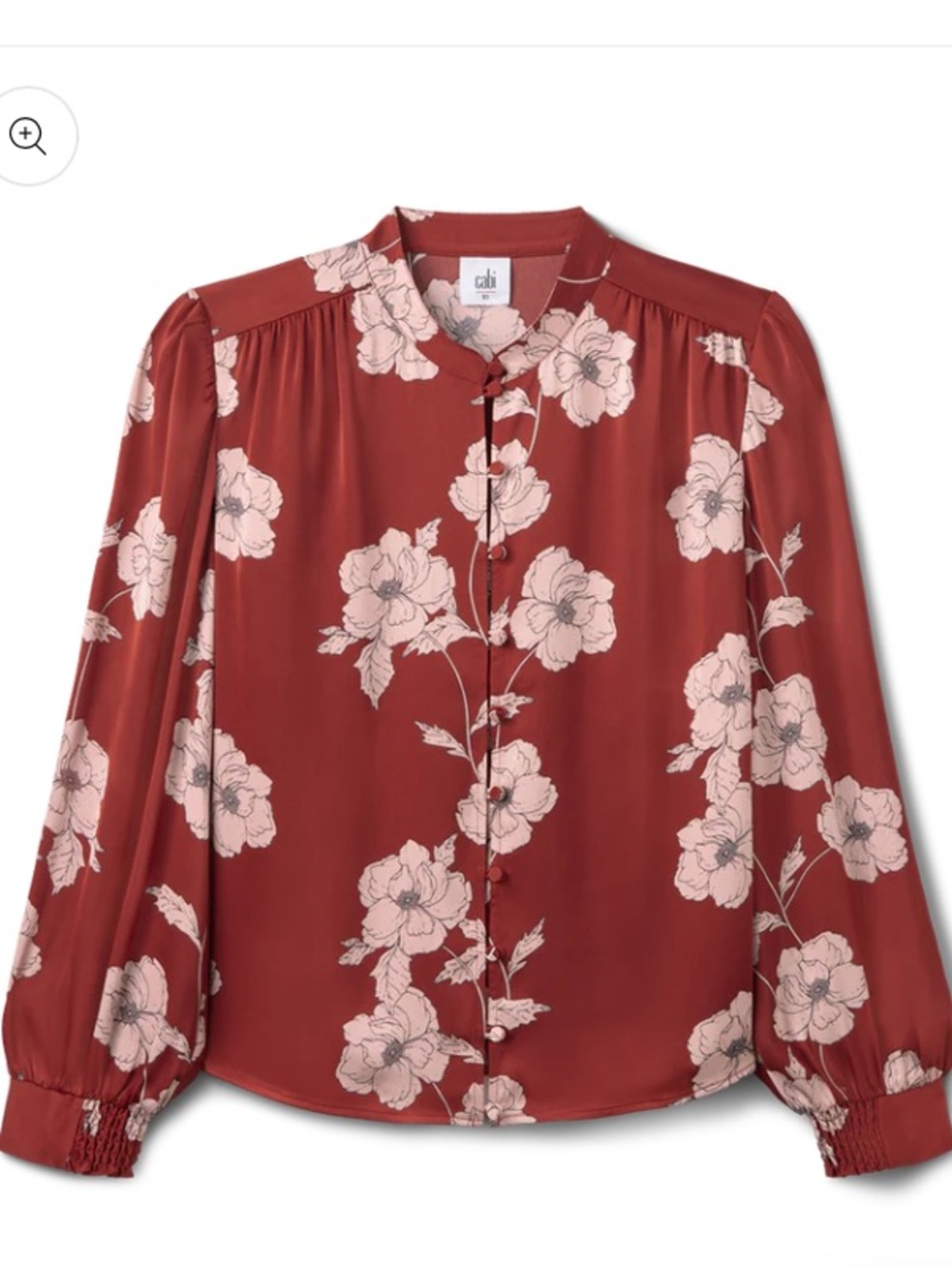 Cabi Rust Floral Button-Front Blouse